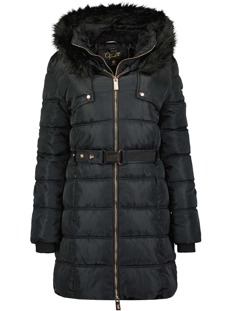Parka comprida com capuz e pelo sintético diamentereak – canadian peak Preto - Kiabi