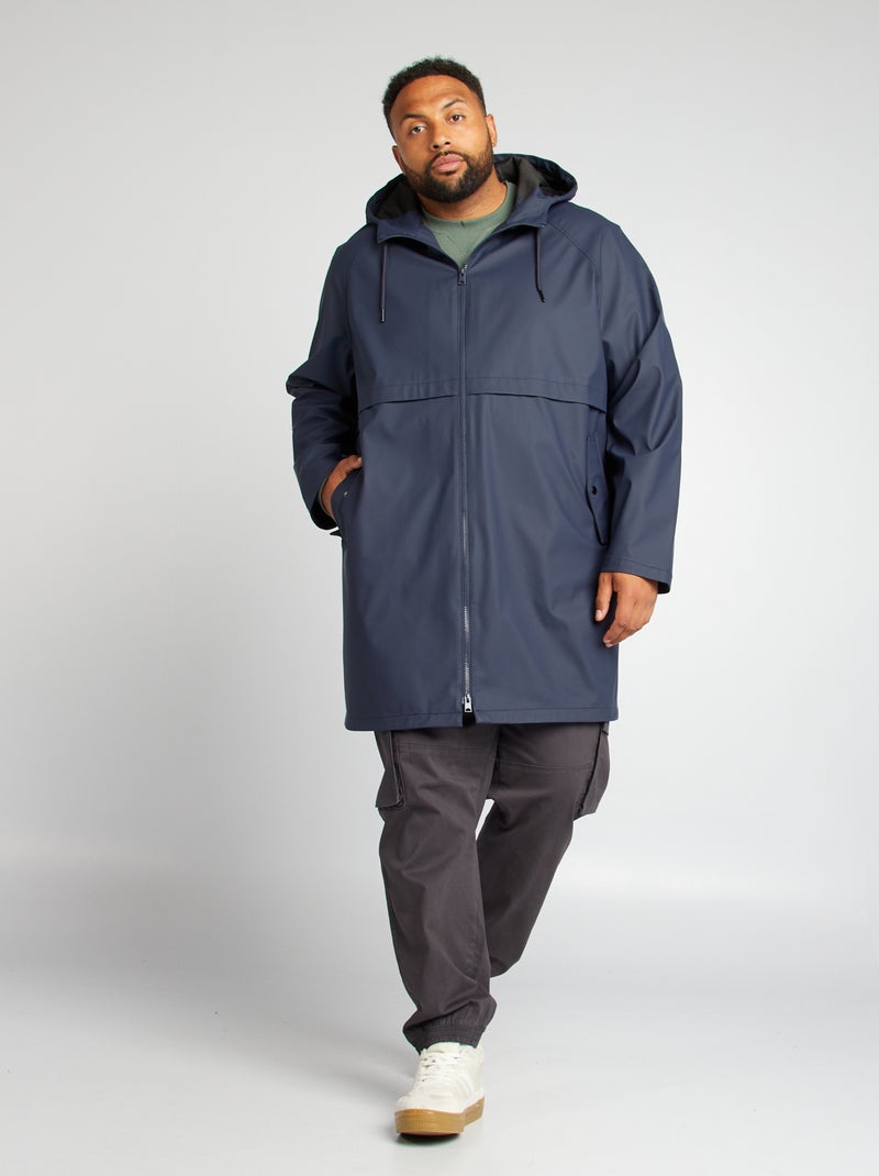 Parka comprida impermeável AZUL - Kiabi