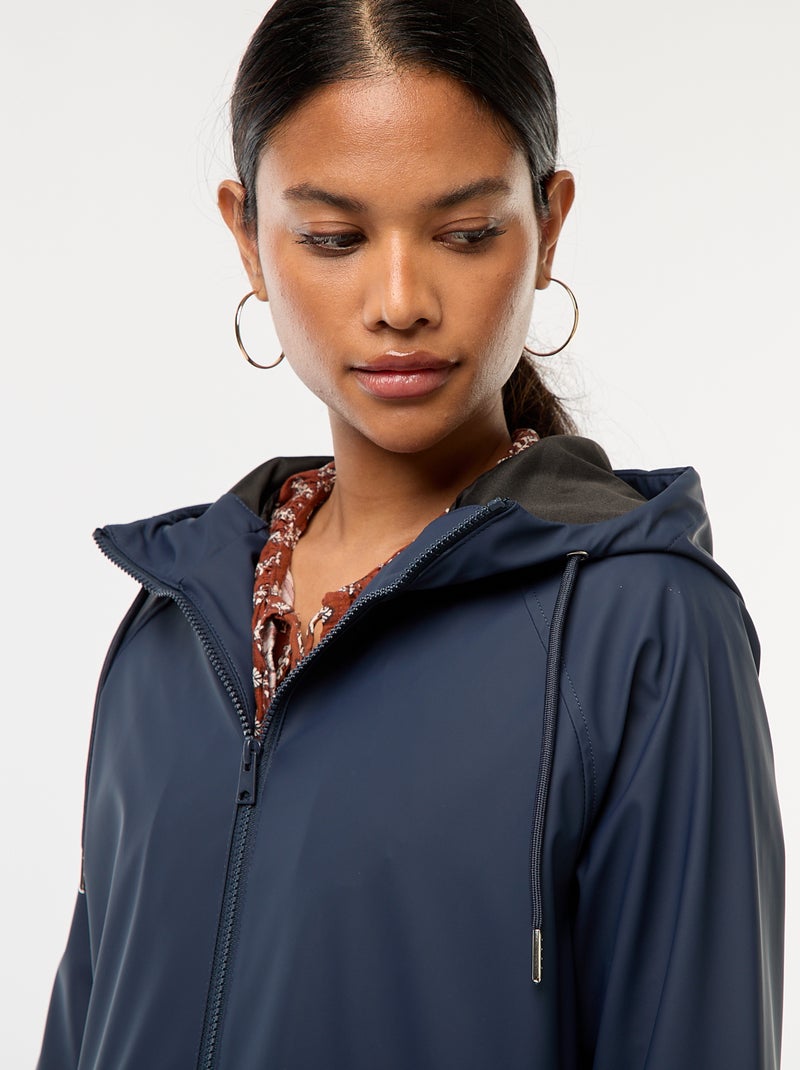 Parka comprida impermeável com capuz Azul - Kiabi