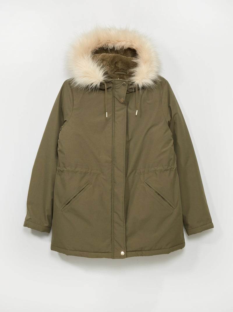 Parka comprida impermeável com capuz CAQUI - Kiabi