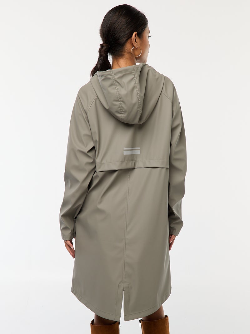 Parka comprida impermeável com capuz Caqui - Kiabi