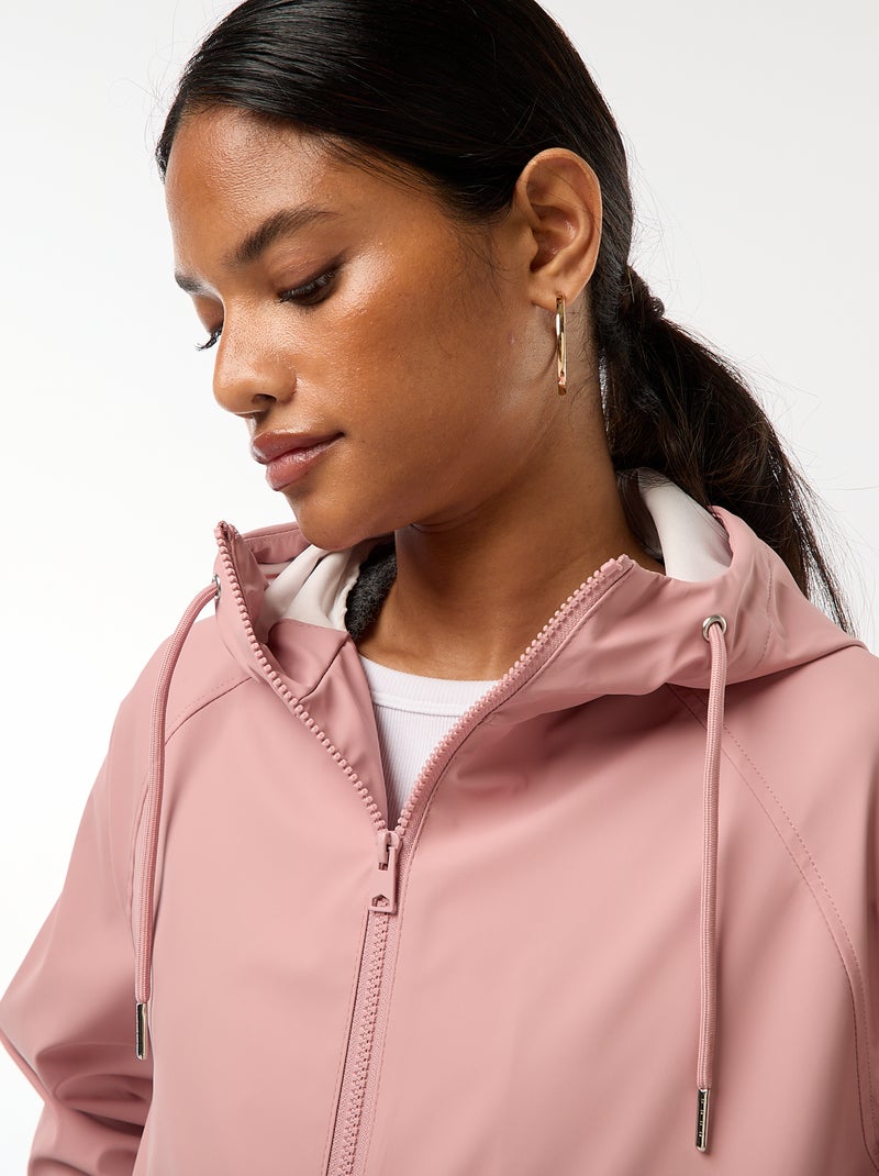 Parka comprida impermeável com capuz Rosa - Kiabi