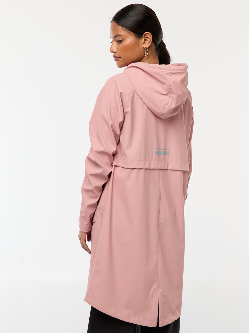 Parka comprida impermeável com capuz Rosa - Kiabi