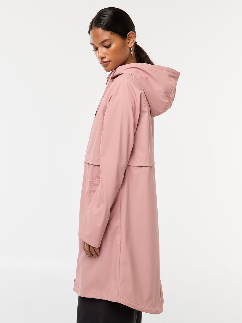 Parka comprida impermeável com capuz Rosa - Kiabi