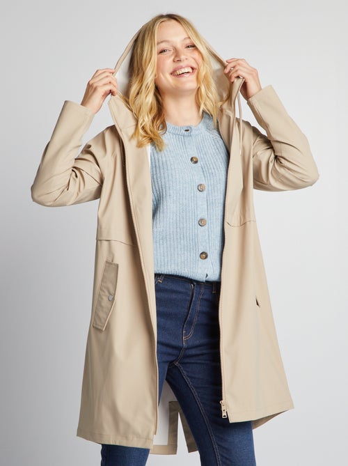 Parka comprida impermeável com pormenores refletores - Kiabi