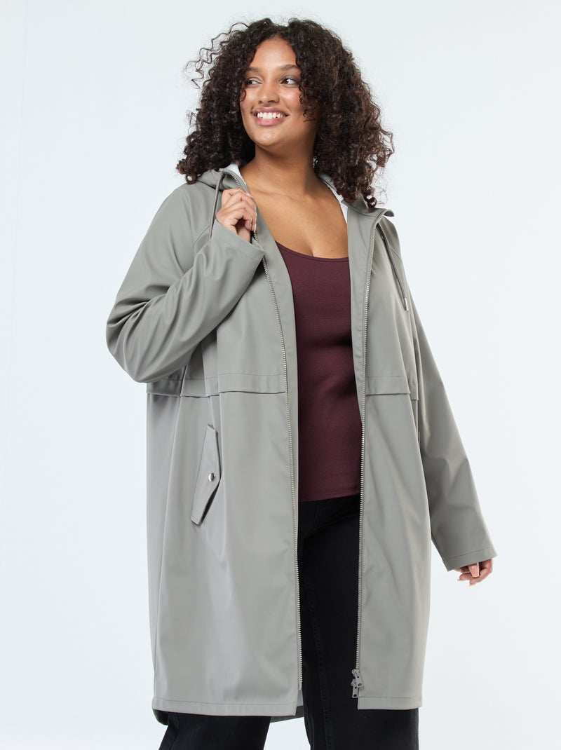 Parka comprida impermeável com pormenores refletores Caqui - Kiabi