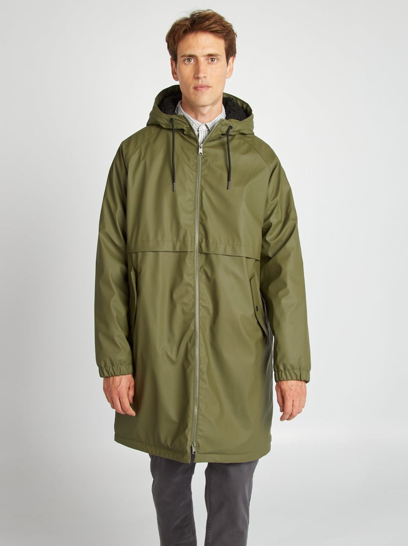 Parka comprida impermeável forrada VERDE - Kiabi