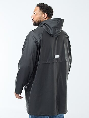 Parka comprida lisa e repelente de água com capuz