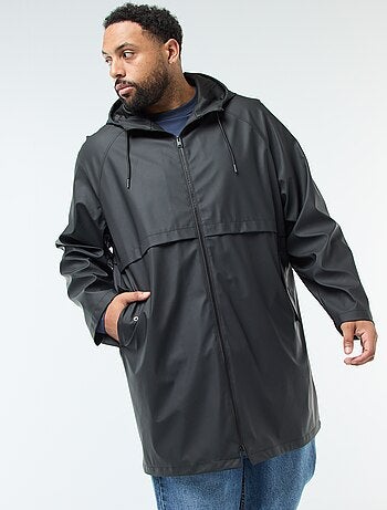 Parka comprida lisa e repelente de água com capuz