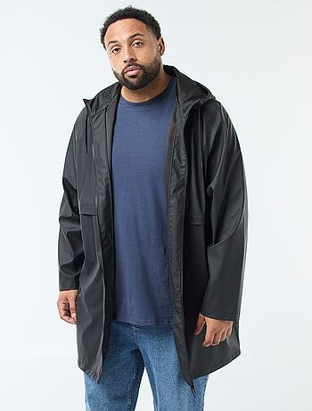 Parka comprida lisa e repelente de água com capuz
