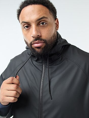 Parka comprida lisa e repelente de água com capuz