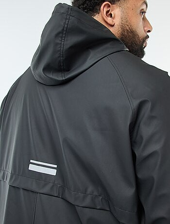 Parka comprida lisa e repelente de água com capuz