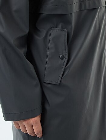 Parka comprida lisa e repelente de água com capuz