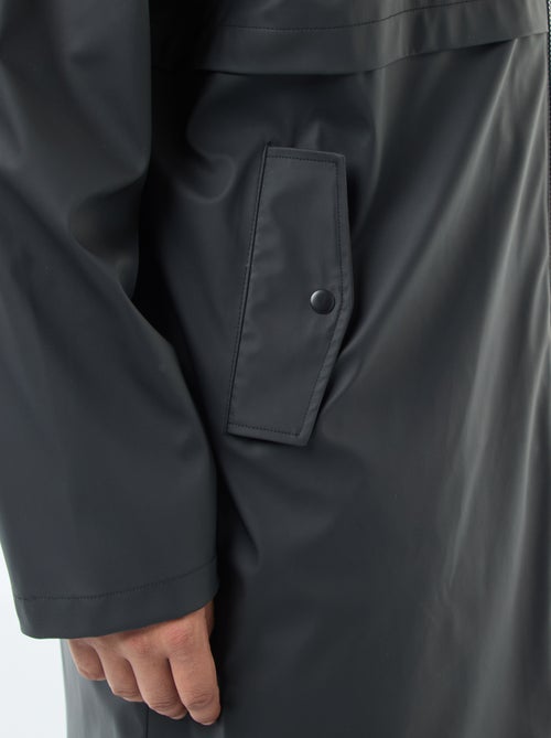 Parka comprida lisa e repelente de água com capuz - Kiabi