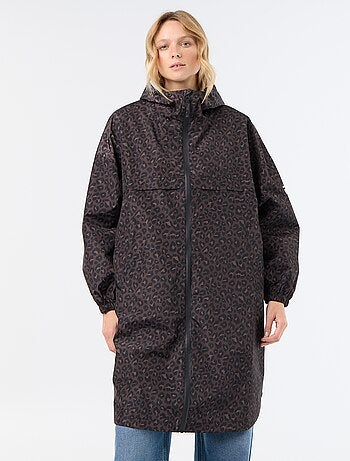 Parka comprida repelente de água com capuz