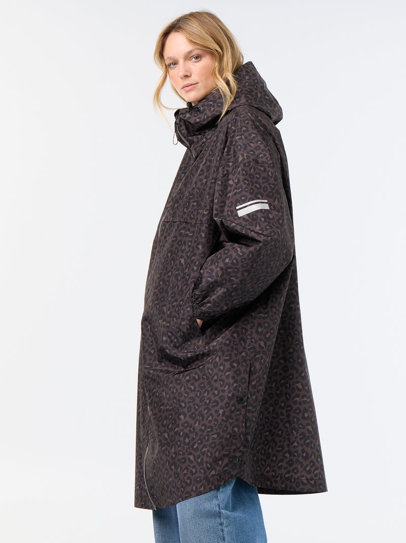 Parka comprida repelente de água com capuz Castanho - Kiabi