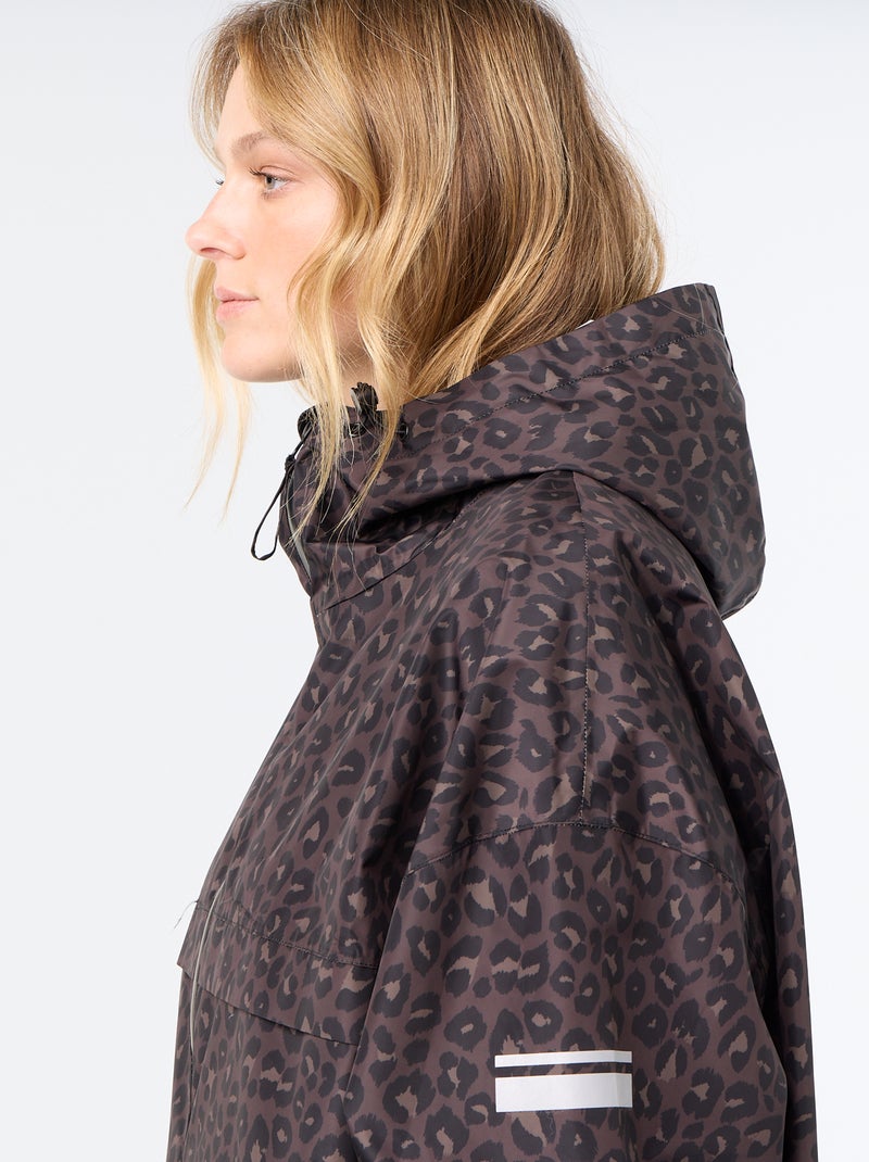 Parka comprida repelente de água com capuz Castanho - Kiabi