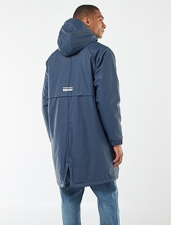 Parka comprida repelente de água com capuz e forro quente