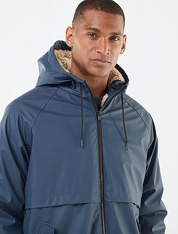 Parka comprida repelente de água com capuz e forro quente
