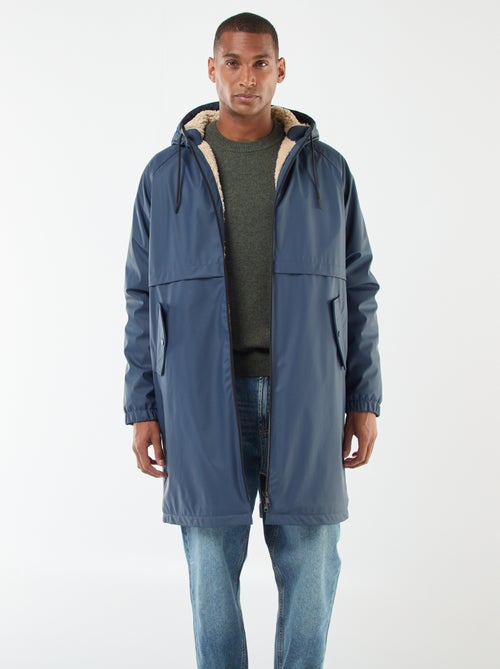 Parka comprida repelente de água com capuz e forro quente - Kiabi