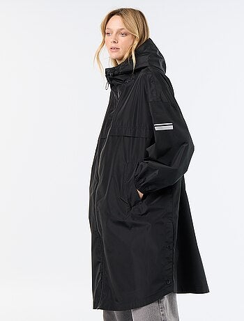 Parka comprida repelente de água com capuz