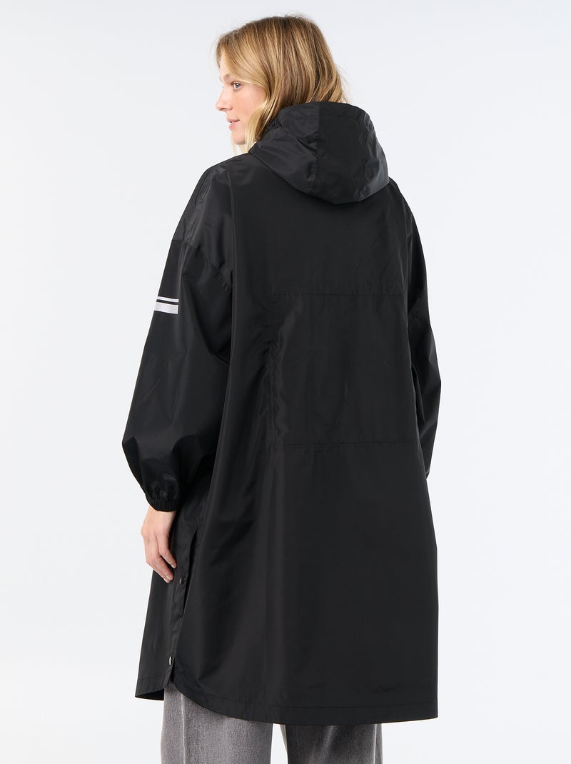 Parka comprida repelente de água com capuz Preto - Kiabi