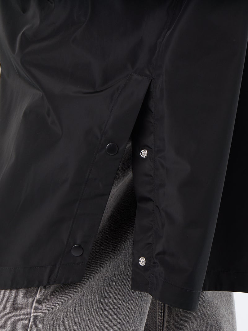 Parka comprida repelente de água com capuz Preto - Kiabi
