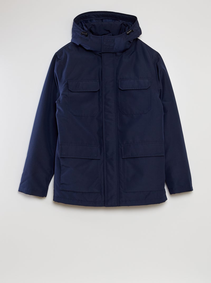 Parka curta impermeável com capuz AZUL - Kiabi