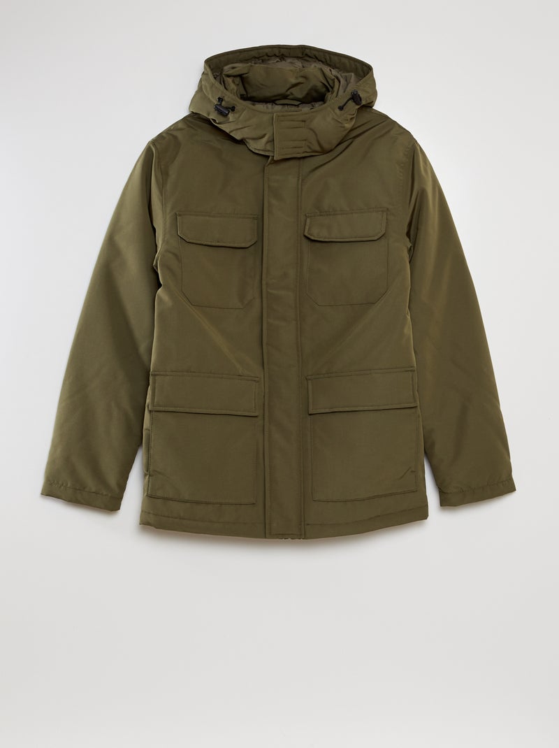 Parka curta impermeável com capuz CAQUI - Kiabi