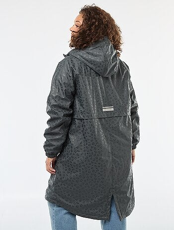 Parka de chuva com capuz e forro em pelo sintético