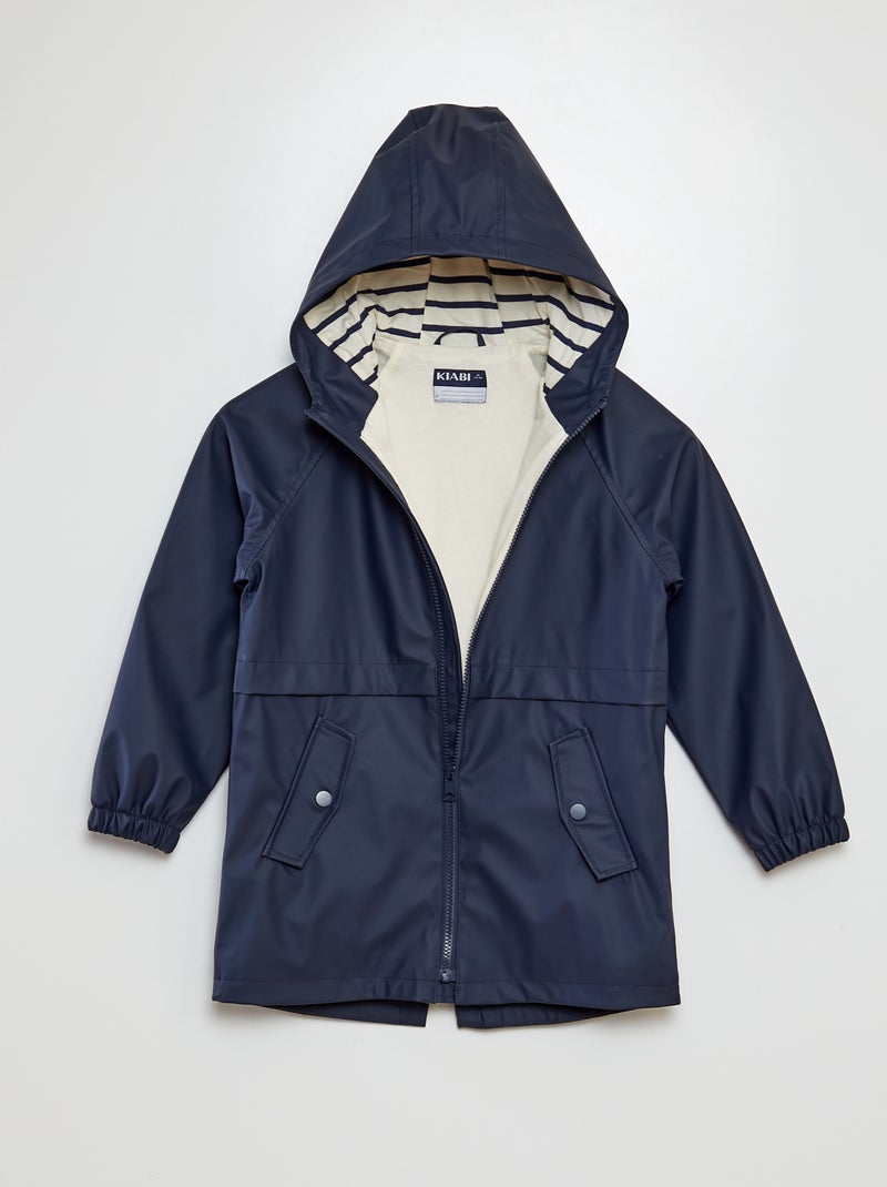 Parka de lona encerada com capuz AZUL - Kiabi