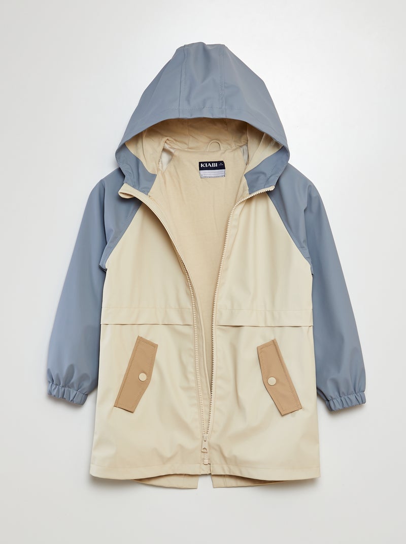 Parka de lona encerada com capuz AZUL - Kiabi