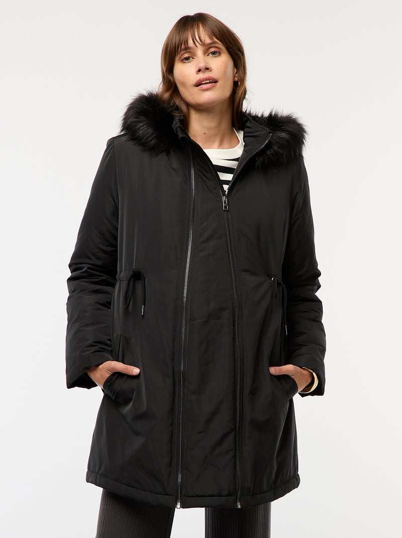 Parka de maternidade com detalhe de transporte de bebê Preto - Kiabi