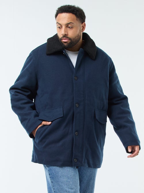 Parka em lã com gola efeito pele de carneiro - Kiabi