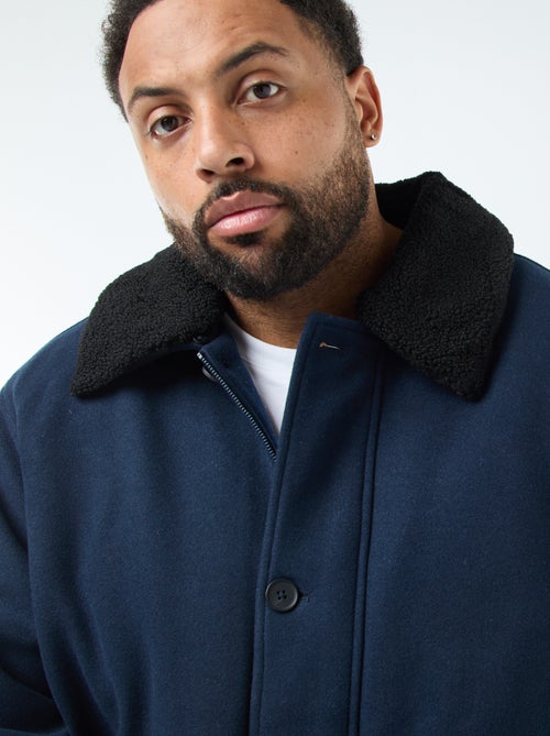 Parka em lã com gola efeito pele de carneiro - Kiabi