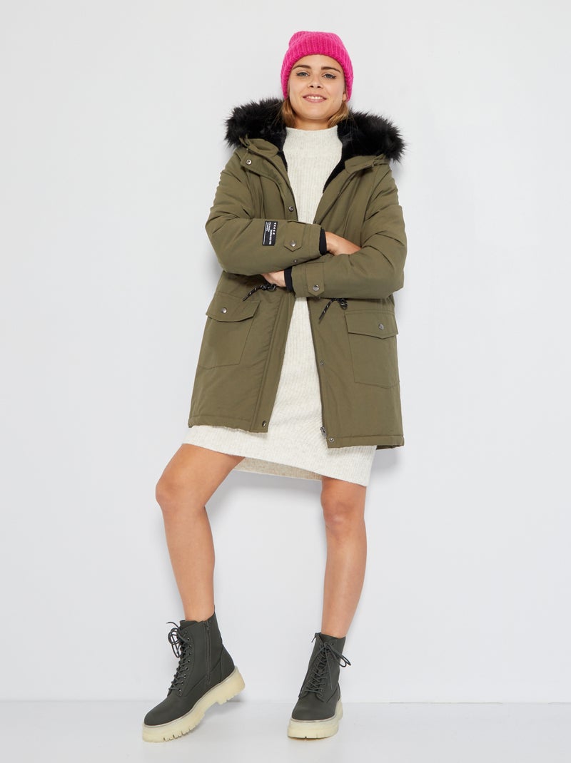 Parka forrada com capuz CAQUI - Kiabi