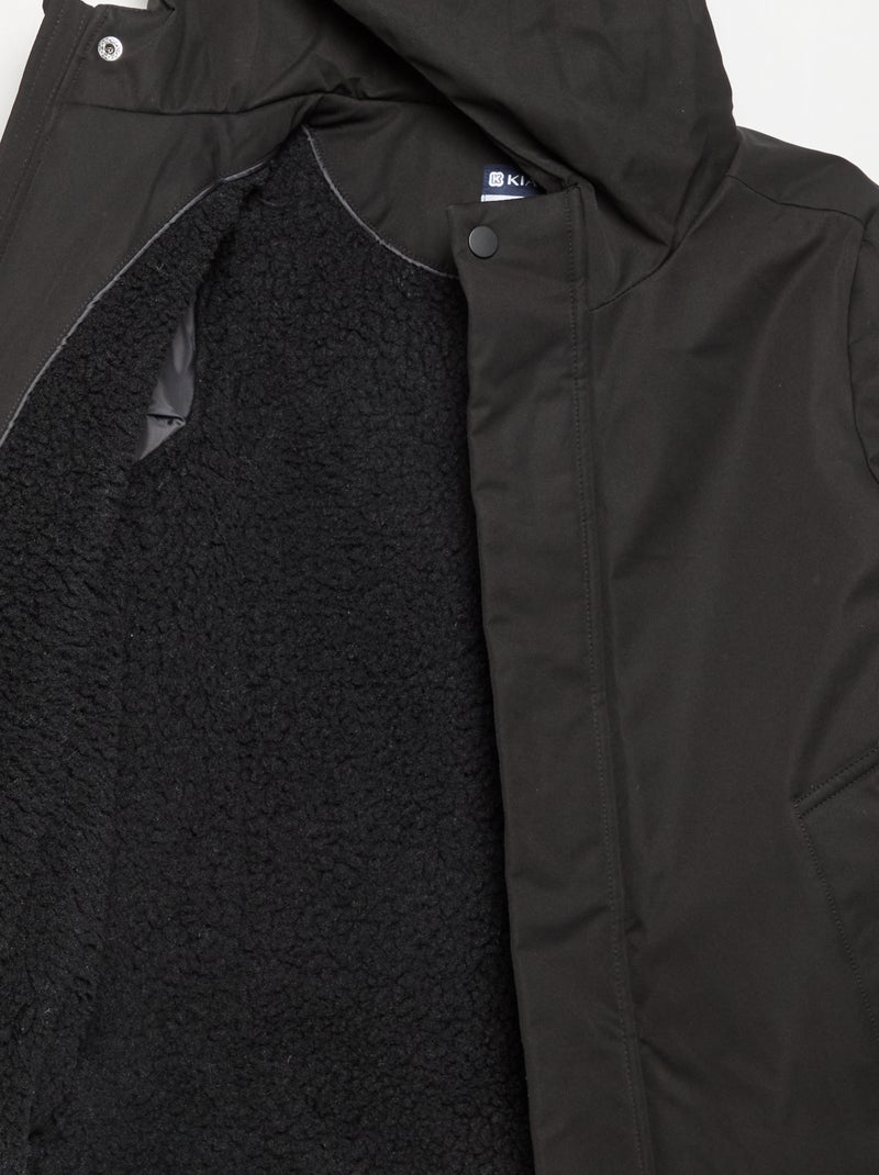 Parka forrada com capuz Preto - Kiabi