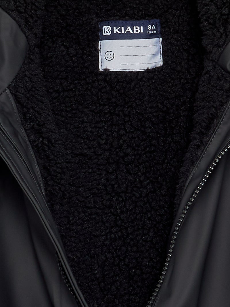 Parka forrada com efeito de pelo de carneiro Preto - Kiabi