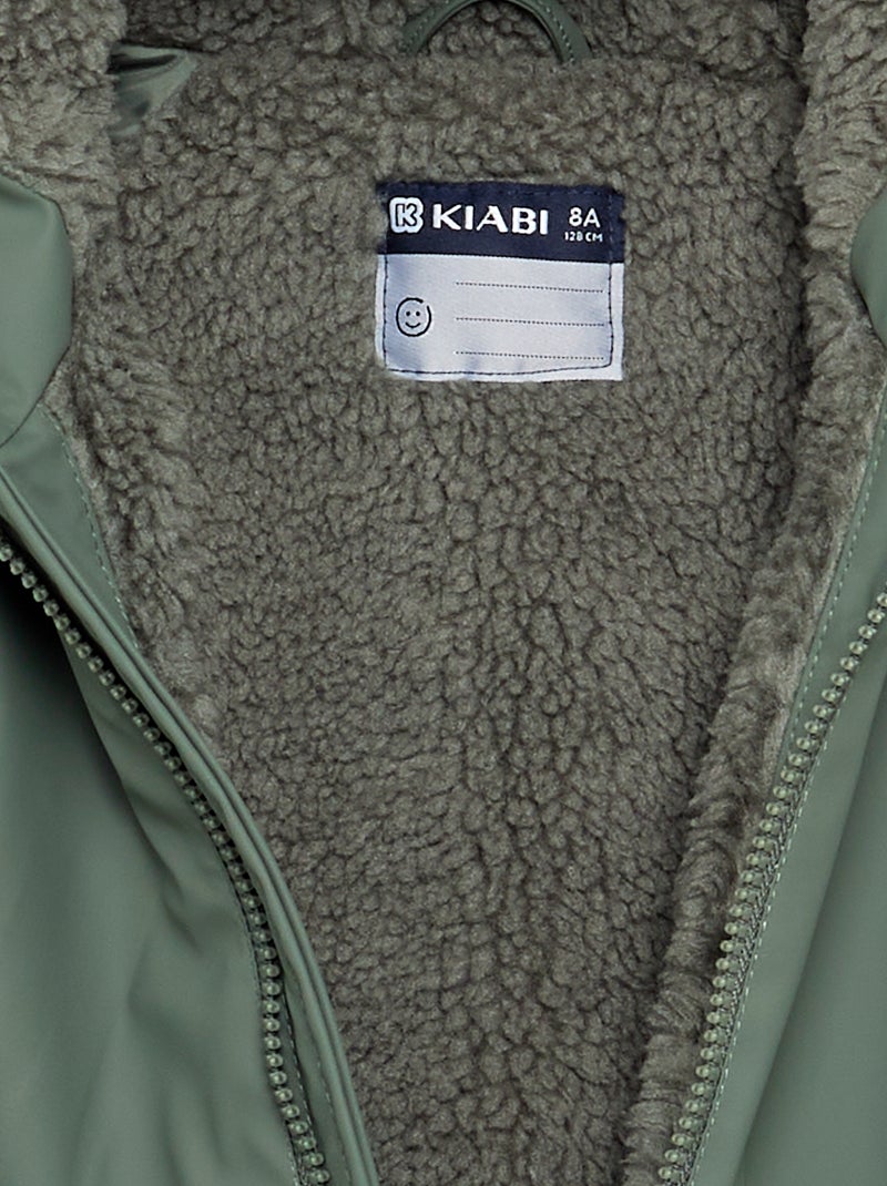 Parka forrada com efeito de pelo de carneiro Verde - Kiabi