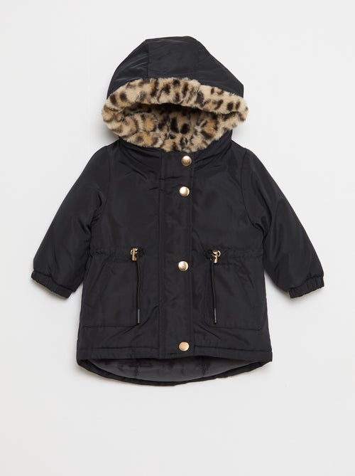 Parka forrado com capuz e pelo sintético - Kiabi