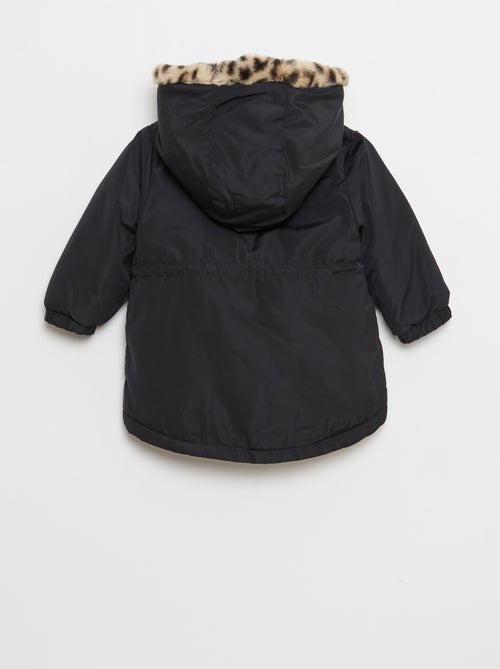 Parka forrado com capuz e pelo sintético - Kiabi