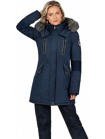 Parka grossa com capuz e pelo sintético camilly – canadian peak