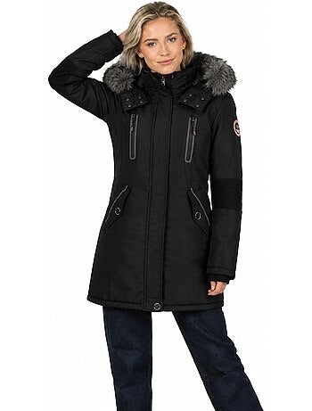 Parka grossa com capuz e pelo sintético camilly – canadian peak