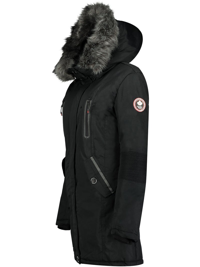 Parka grossa com capuz e pelo sintético camilly – canadian peak Preto - Kiabi