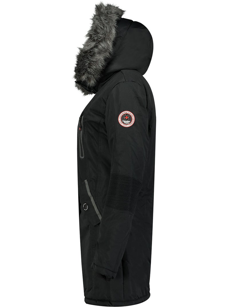 Parka grossa com capuz e pelo sintético camilly – canadian peak Preto - Kiabi