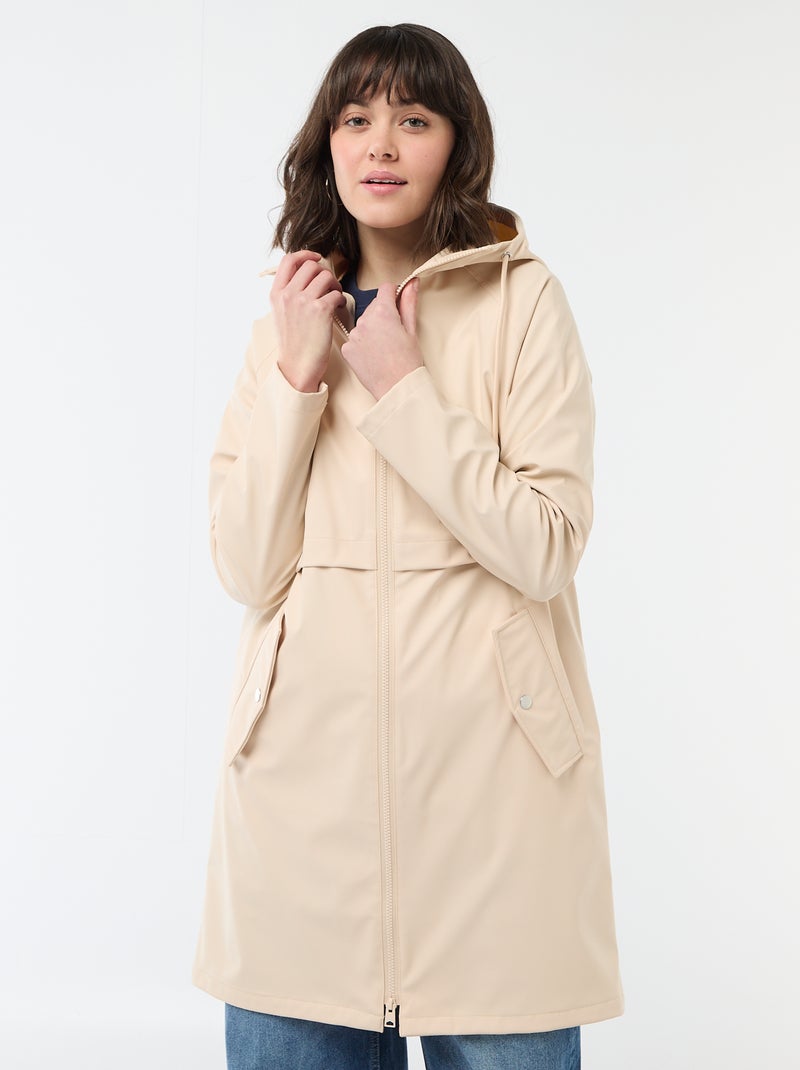 Parka gummy com capuz Bege - Kiabi