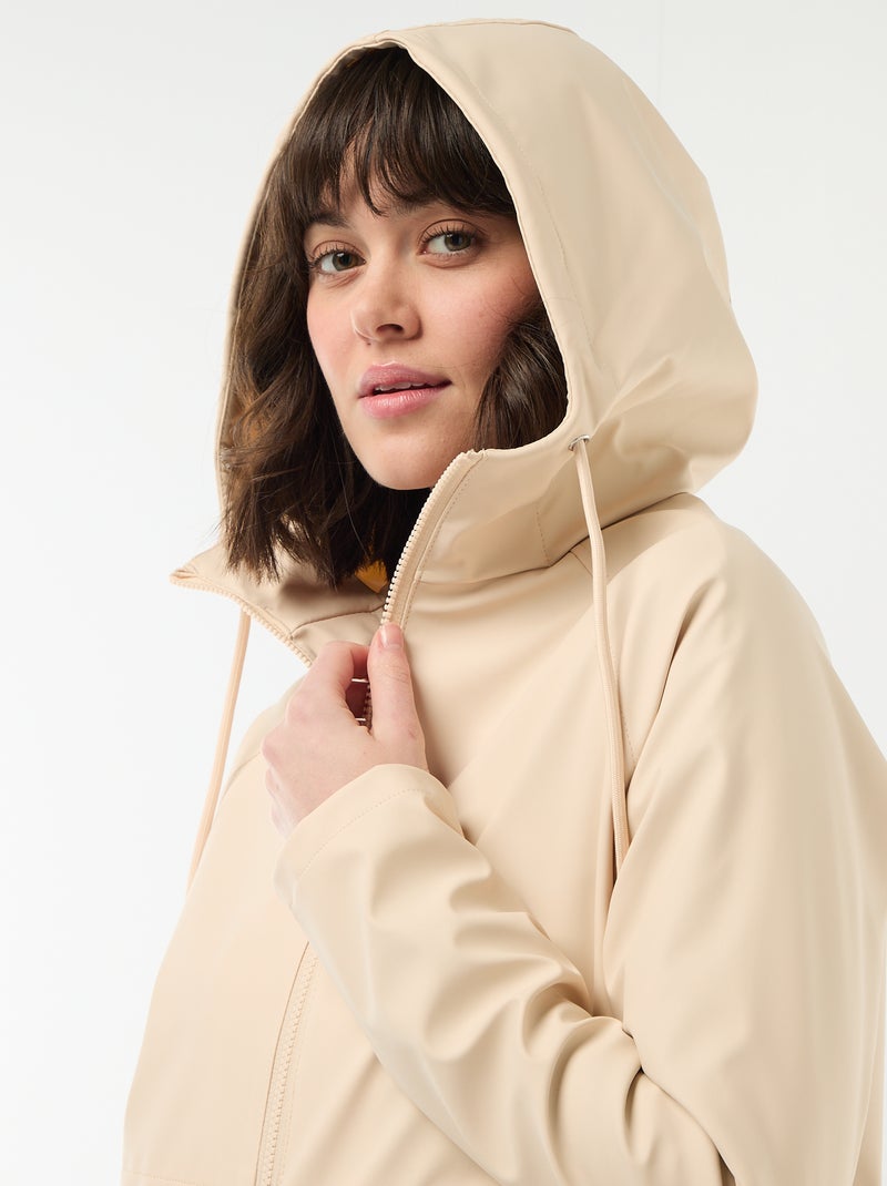 Parka gummy com capuz Bege - Kiabi