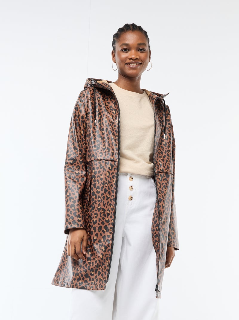 Parka gummy com capuz Castanho - Kiabi