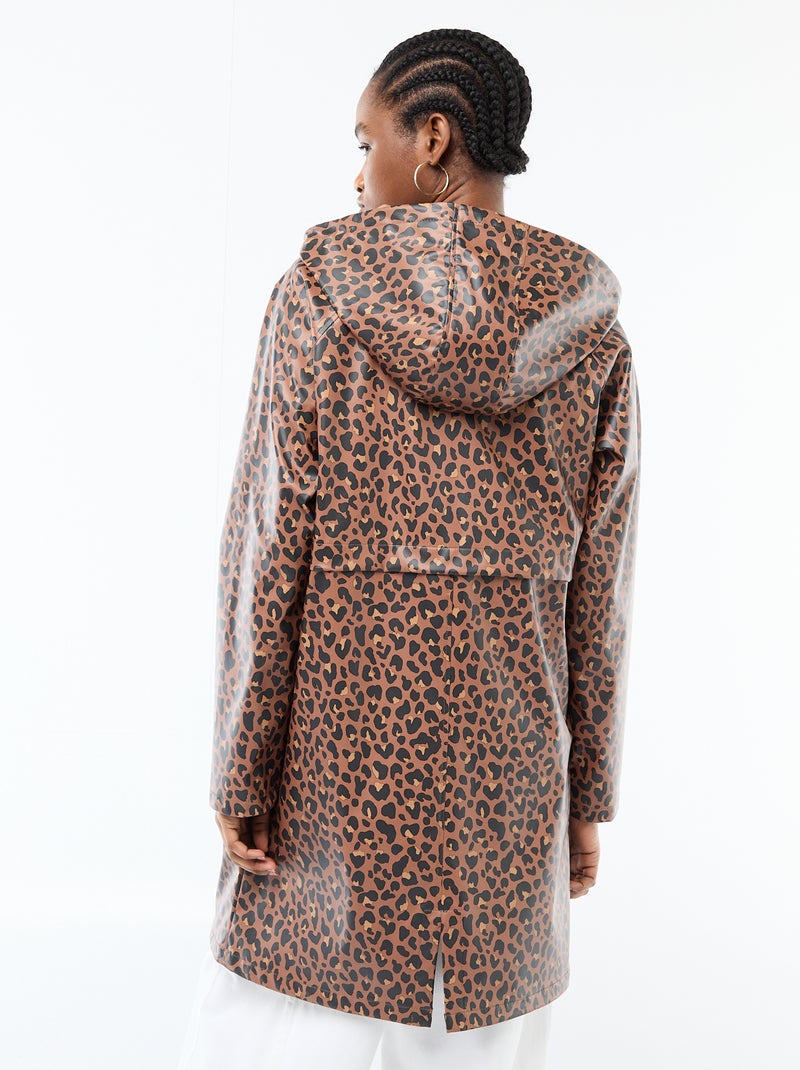 Parka gummy com capuz Castanho - Kiabi