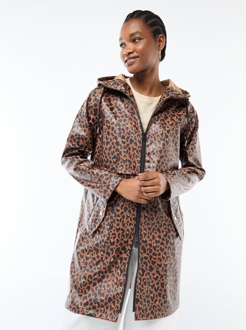 Parka gummy com capuz Castanho - Kiabi